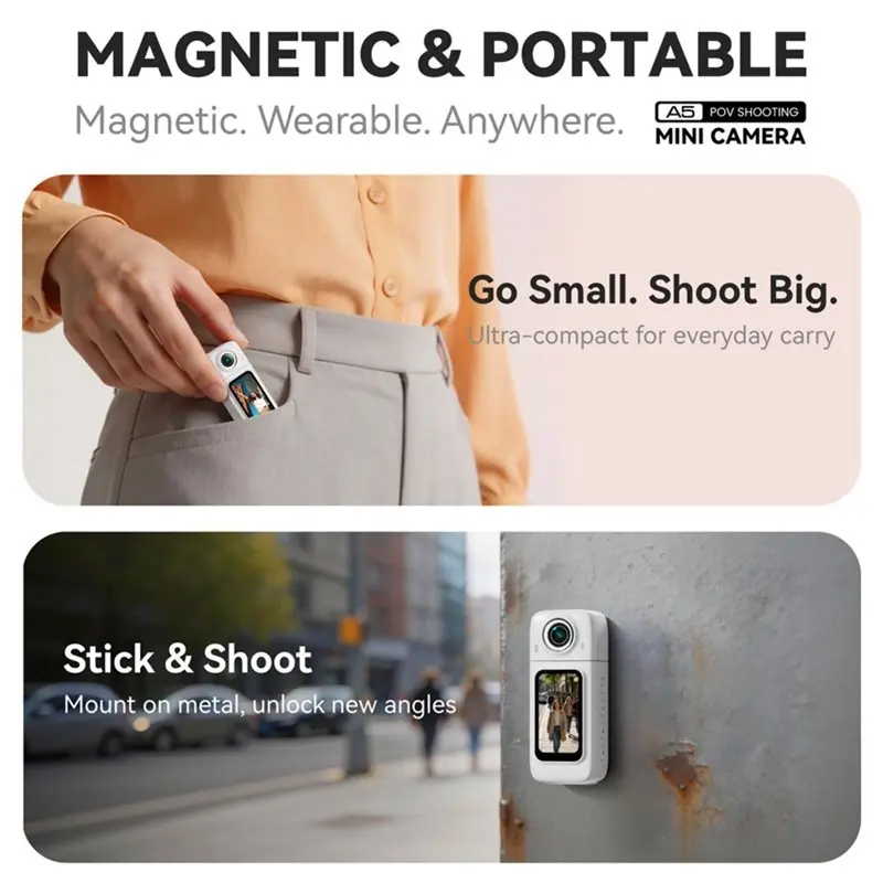 A13E-A5 POV FHD 1080P Wifi Mini Action Camera Wearable Thumb Sports Camera IPS Screen Portable Body Camcorder Hands-Free A view 2