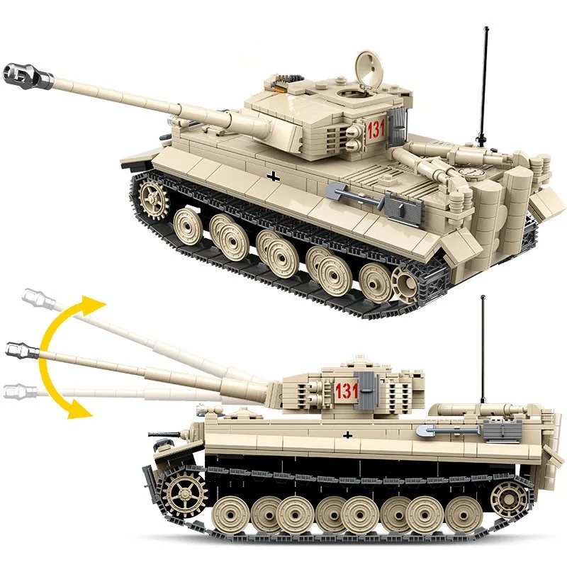 World War II Military Tiger Heavy Tank Armored Vehicle Weapon Building Blocks Kids DIY Educational Bricks Toys Gift For Children