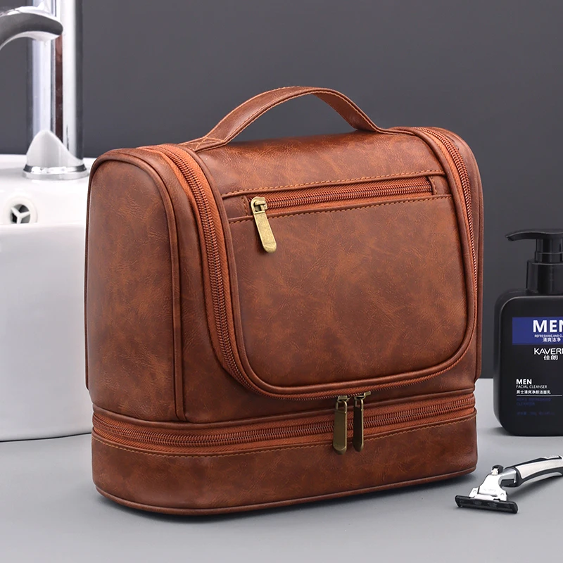 Grenzüberschreitende Business-Kulturtasche für Herren, großes Fassungsvermögen, hochwertige, multifunktionale, wasserdichte Make-up-Tasche, handgehaltene Aufbewahrungstasche – Detail 12