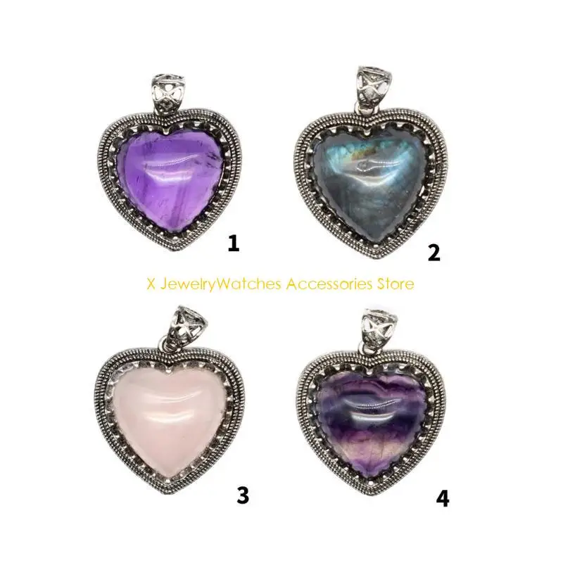 

31KD Fashionable Labradorite Pendant Necklace with Amethyst Elegant Charm Styles