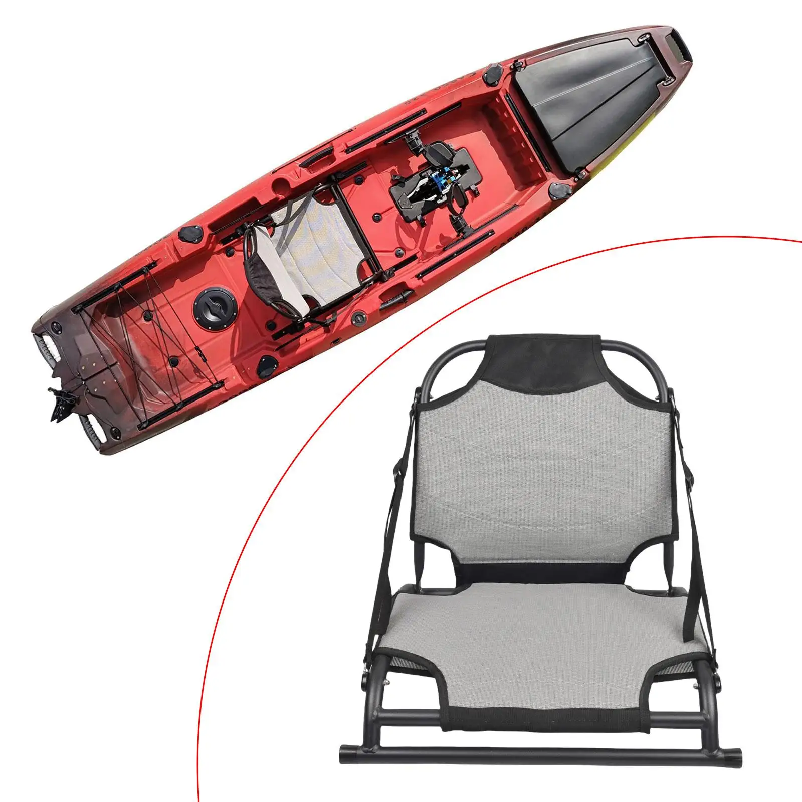 

Foldable Kayak Seat Adjustable Backrest Adults Versatile Portable with Back Support Fishing Seat for Canoeing Fishing Kayak