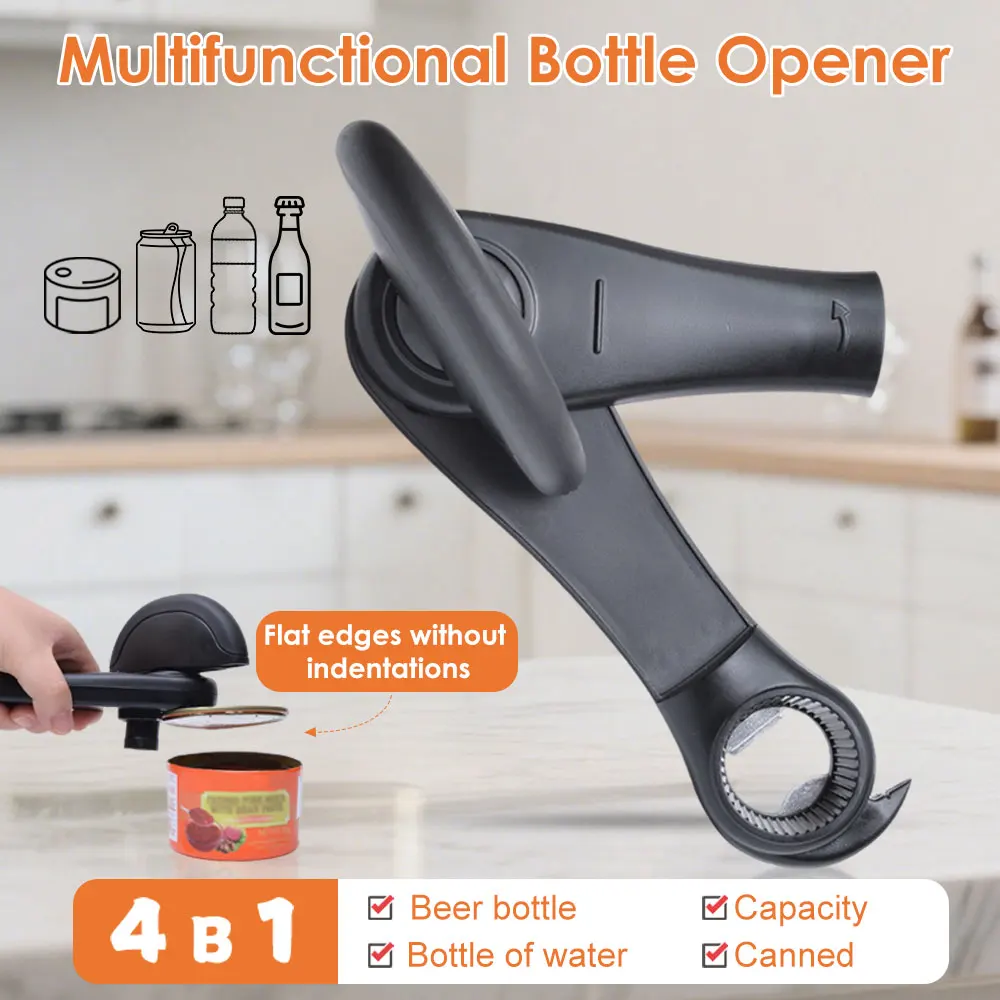 قطع آمنة من الفولاذ المقاوم للصدأ فتاحات علب يدوية متعددة الوظائف سهلة الاستخدام قاطع بدون شرائح فتاحة يدوية أدوات المطبخ المنزلية