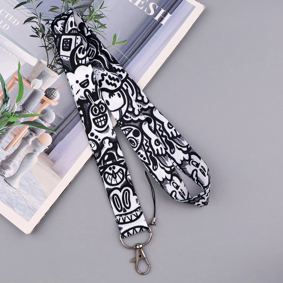 Cute Animal Graffiti Strap Keychain Quote Lanyard For Cars Motorcycles Key Anti-Lost Rope Fahion Accessories Gift for Friend