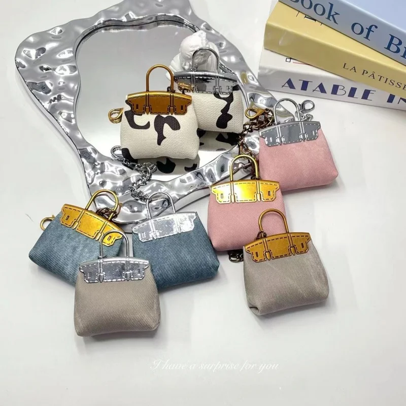 Mini Keychain Cute Cowboy Color Small Square Bag Pendant Ornament Creative Kawaii Car Decoration Handbag Accessories