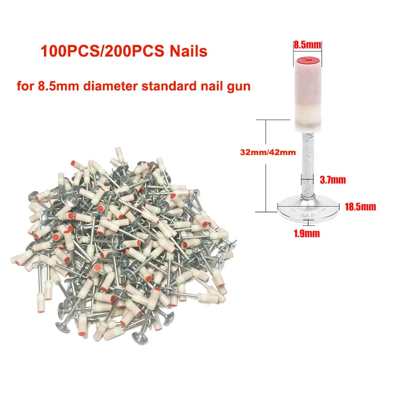 100PC/200PCS 32mm/42mm Round Nail Manual Fire Pneumatic Nail Gun Fixed Peg Ceiling Artifact Diameter 8.5mm For Large Ceiling Gun