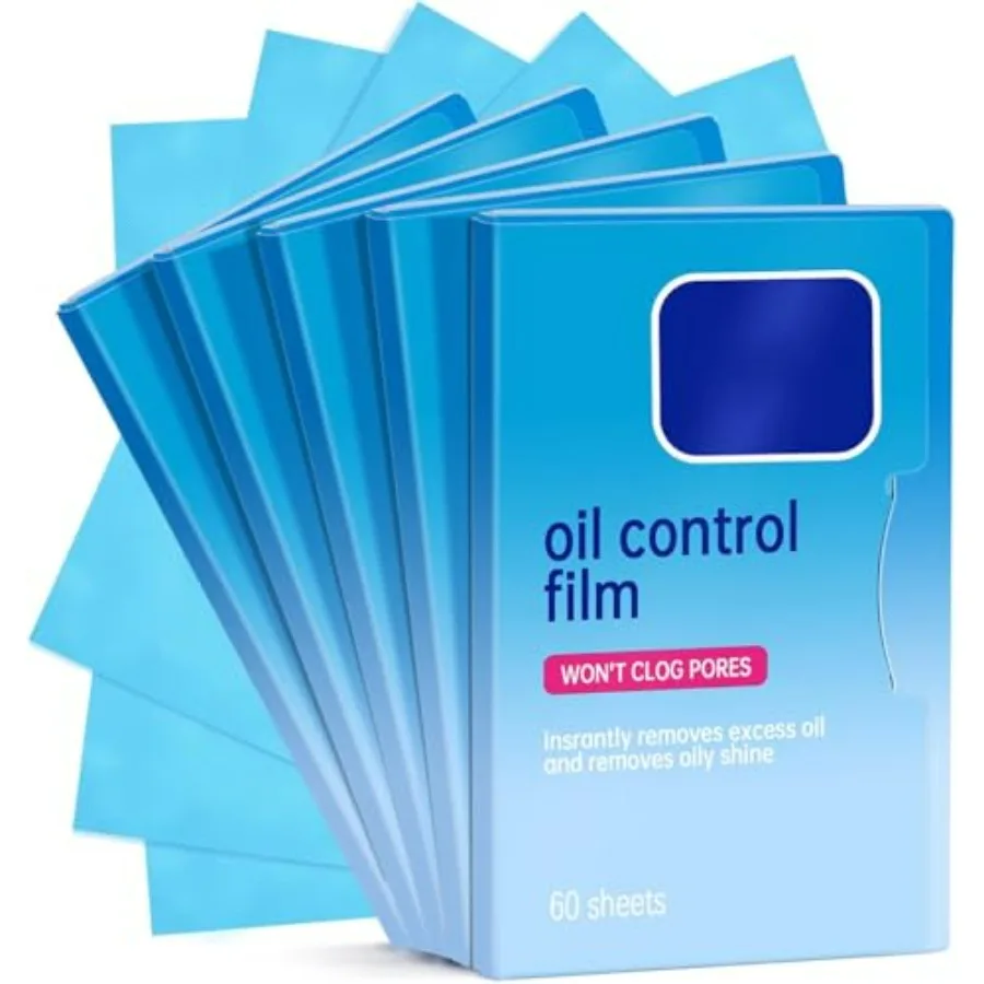 

5 Packs Oil Blotting Papers 300 Sheets, 60x5p Oil Absorbing Blotting Sheets for Oily Skin