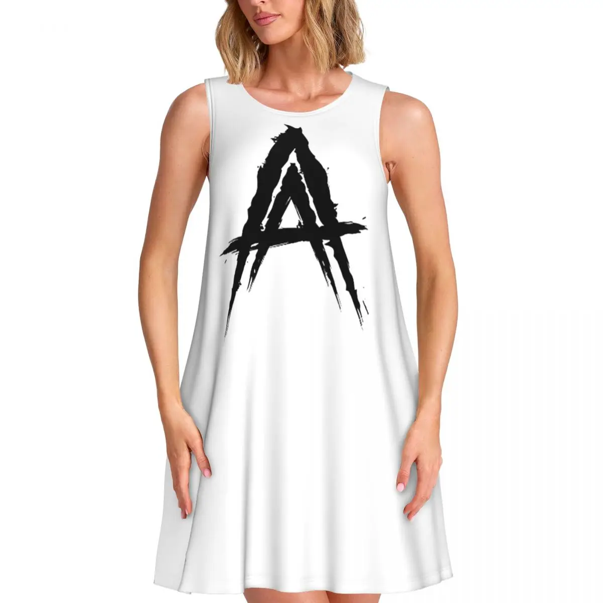 

Custom A-Anuels Logo Women's Summer Sleeveless Dresses Casual Sundresses Beach Cover Ups Sleeveless For Beach Travels Dress
