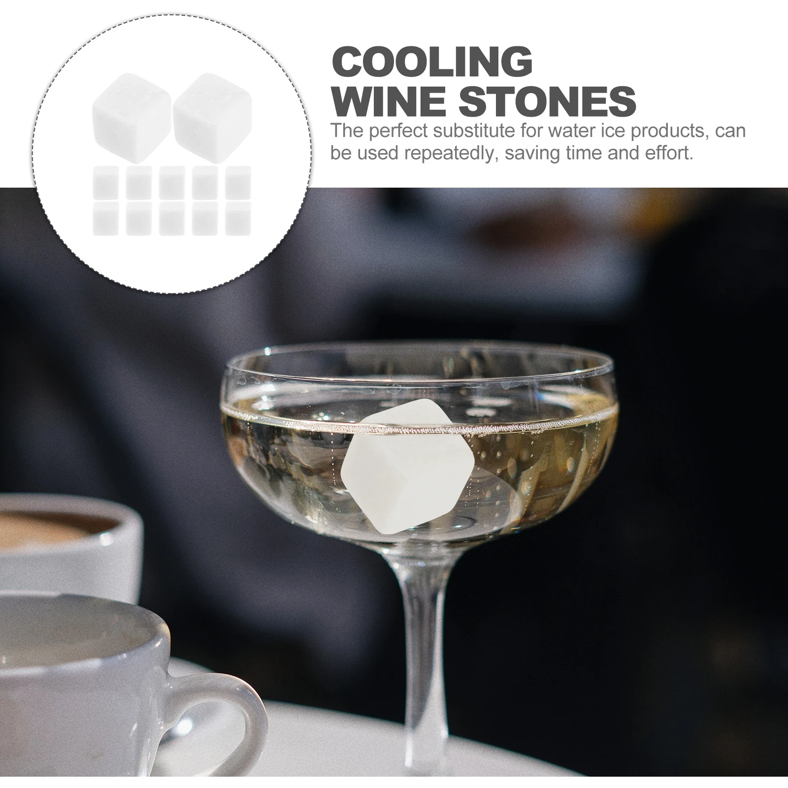 

12 Pcs Whiskey Stone Ice Cubes Beverage Chiller Chilling Stones for Drinks Birthday Present Freezer Marble Rocks