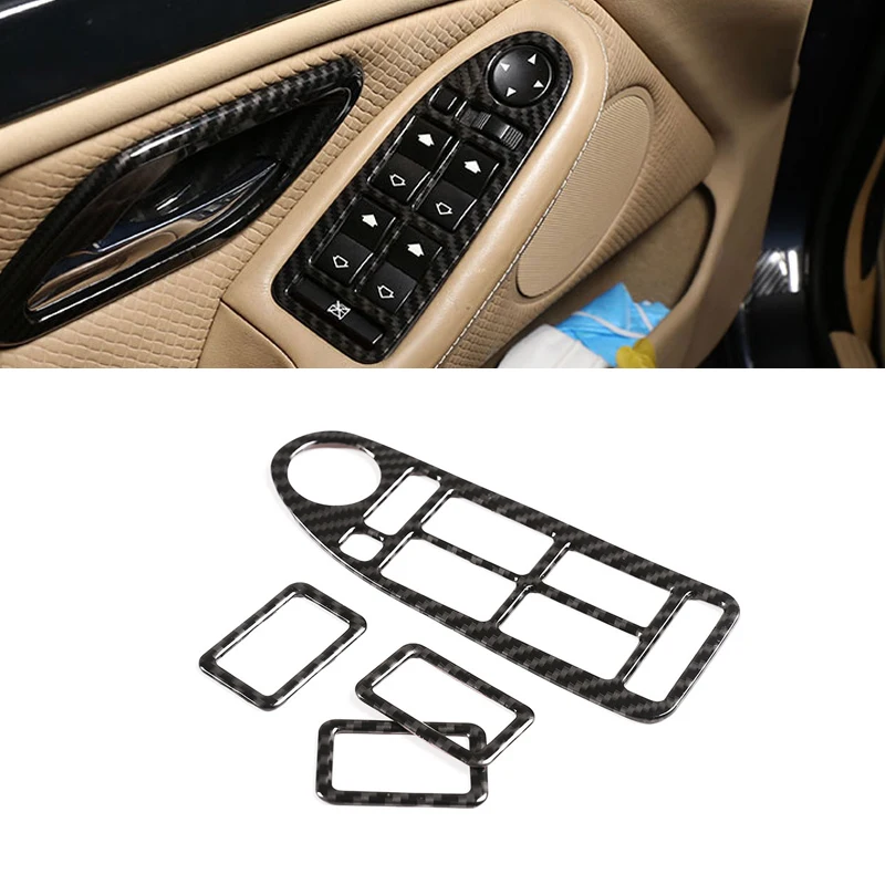 

For BMW 5 Series E39 1996 1997 1998 1999 2000 2001 2002 2003 Carbon Texture Car Window Lift Switch Button Panel Protective Cover