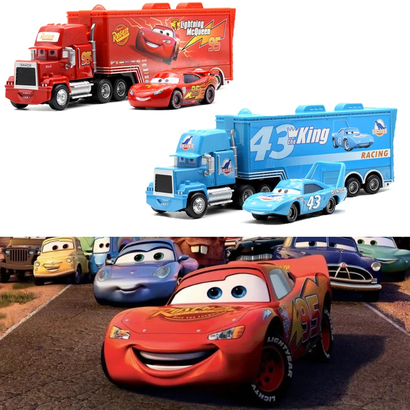 

НОВЫЙ подарок 2026 Pixar Cars And Truck Set Lightning Mcqueen Uncle Mike Модель грузовика Гоночный автомобиль Подарок на Новый год на день рождения для детей