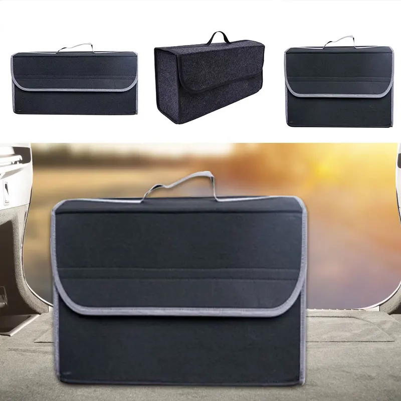 

Car Trunk Organizer Stowing Tidying Container Bags Portable Foldable Vehicle Trunk Felt Storage Box Auto Interior Accessories