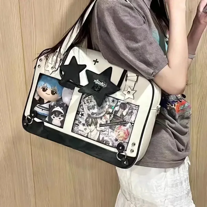 

Versatile High-End Original Design Pain Bag Crossbody Bag Can Hold 20Cm Doll Sweet Lady Sle Contrast Color Geometric Patter...