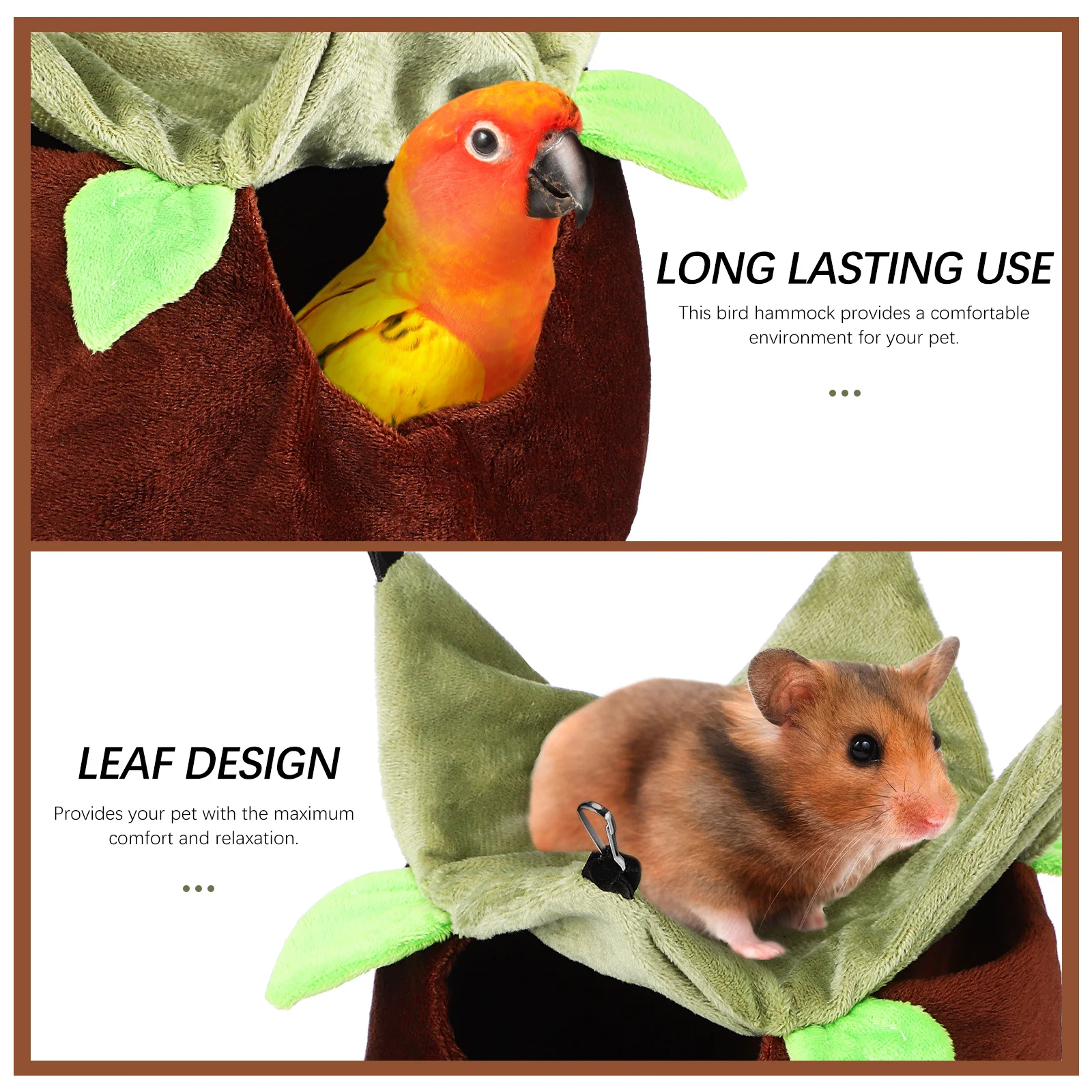 

Coffee Brown Bird Hammock Hanging Parrot Nest Medium Size Cage Pet Comfort Accessories Winter Long Lasting Use