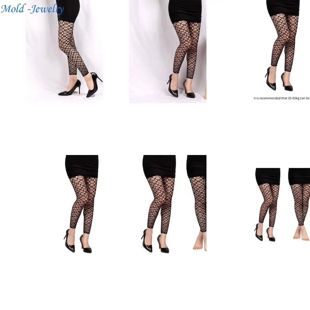

69HB Women High Waist Footless Leggings Patterned Footless Tights Leggings
