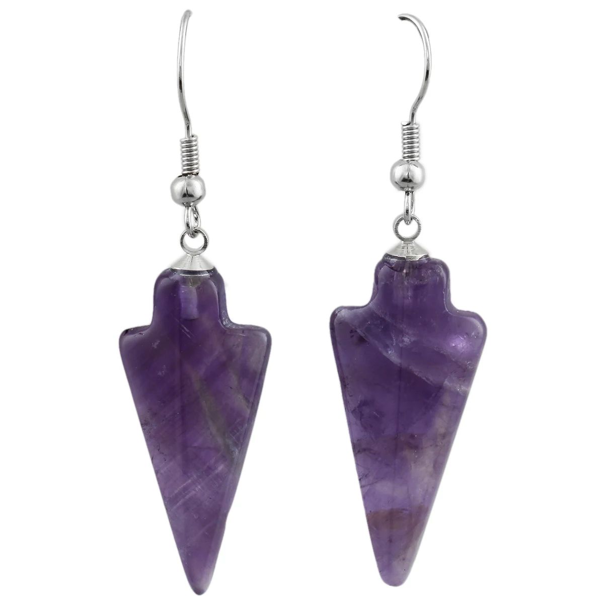 

Triangle Natural Amethyst Crystal Stone Dangle Earring Reiki Healing Stone Drop Earrings For Women Jewelry