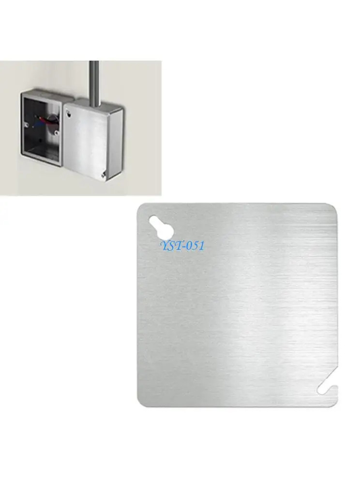 E15A Easy Installs Square Blank Cover Plate Metal for 4 Square Inch Electrical Box