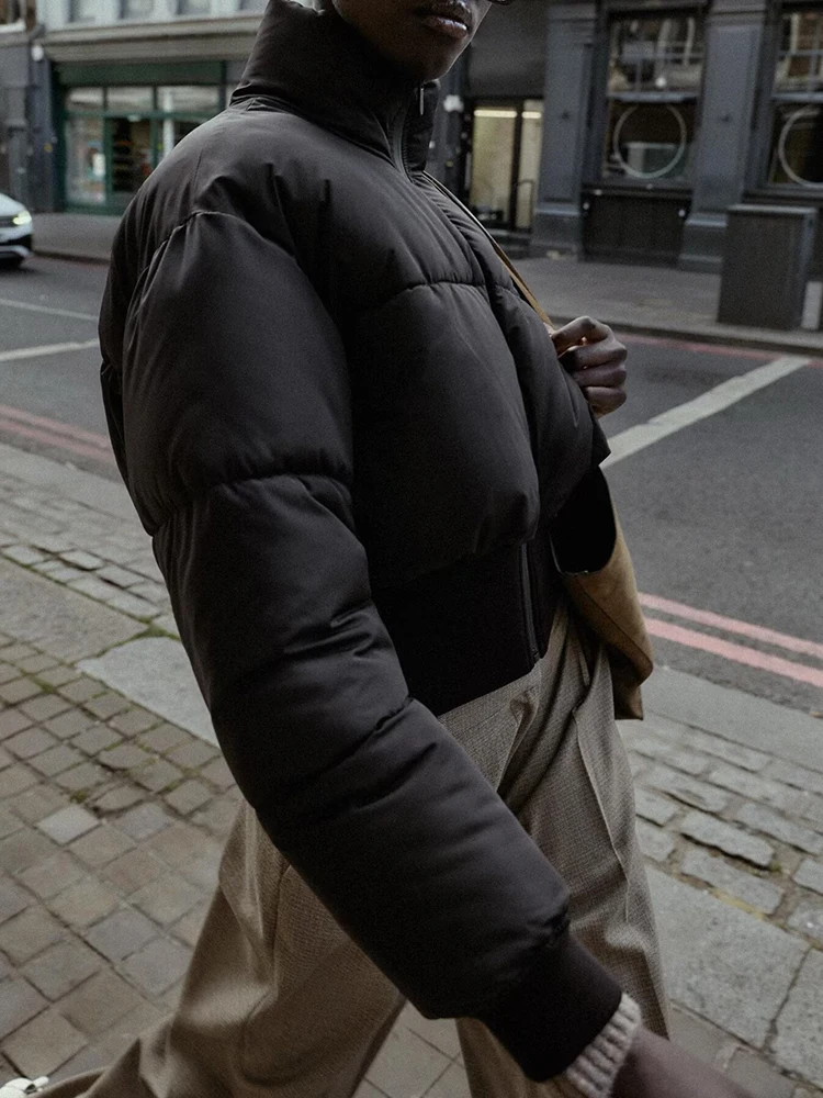 

2025 new women's clothing European and American style fashionable and versatile patchwork short cotton jacket