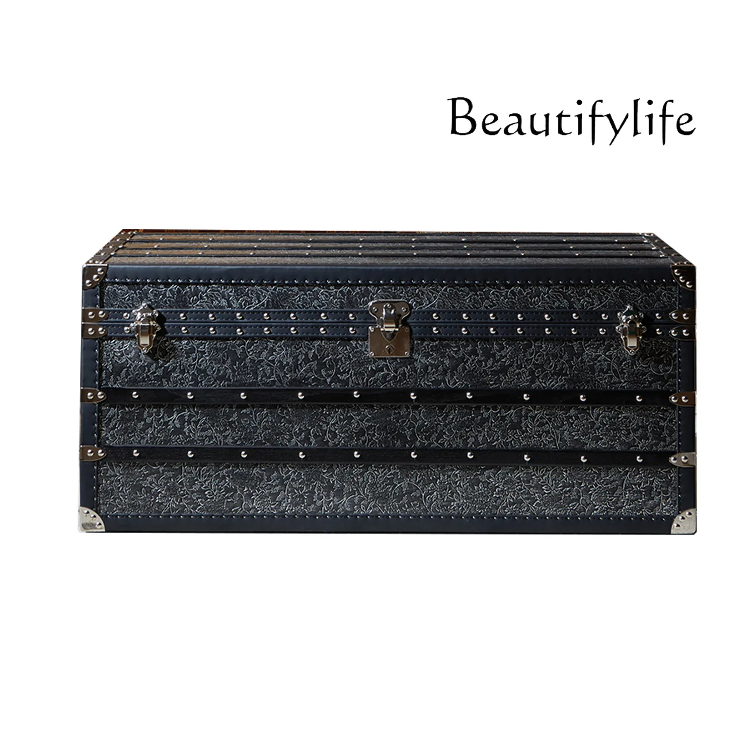 Black flower coffee table rectangular creative living room fashion home living room storage high-end designer models