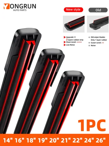 Gancho General J/U, doble tira de goma, limpiaparabrisas sin hueso, limpiaparabrisas de coche, multifuncional, sin hueso, doble capa de goma