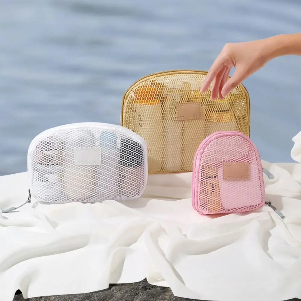 

Semicircle Mesh Makeup Bag Zipper Lightweight Transparent Cosmetic Bag Wash Pouch Lipstick Bag Storage Toiletry Bag Outdoor