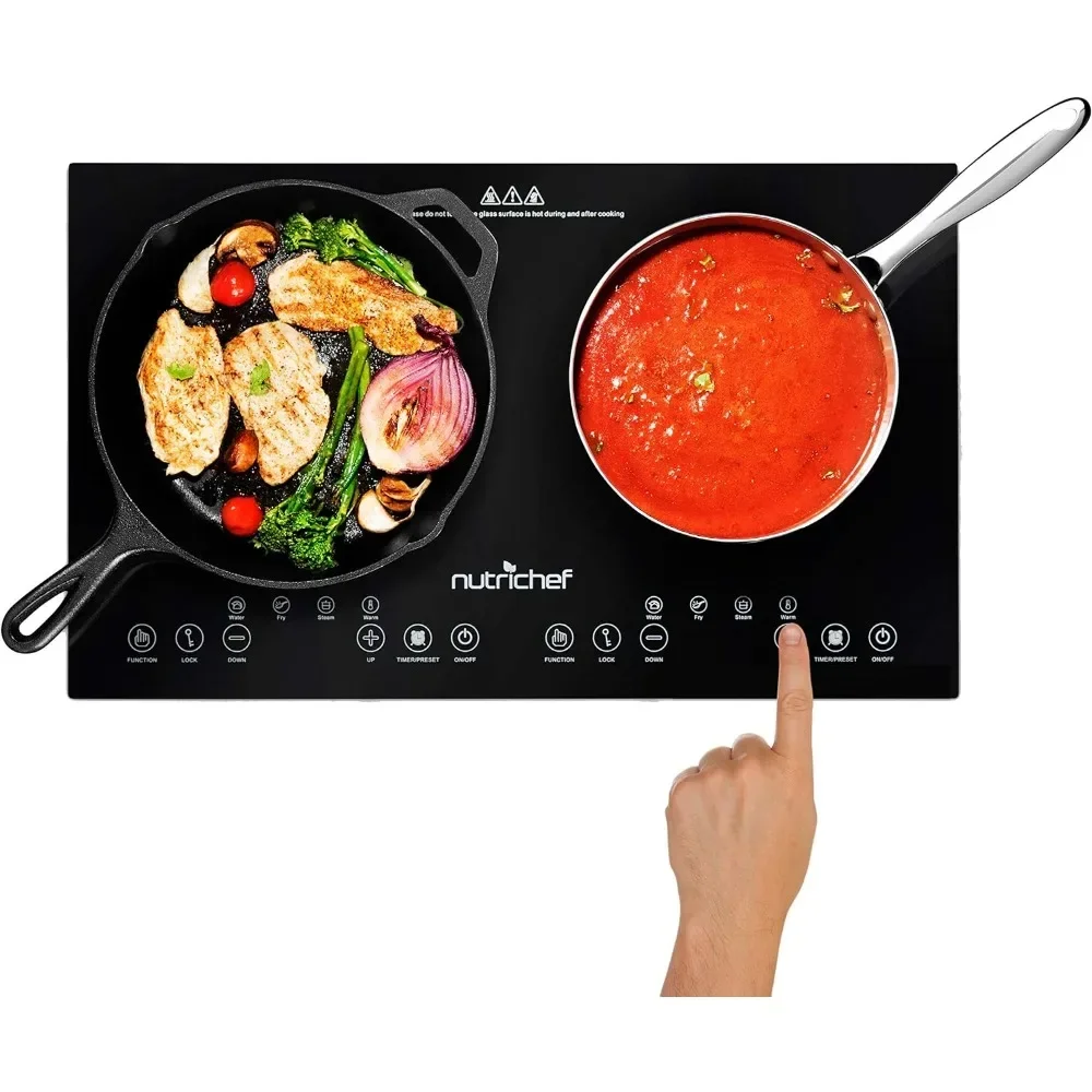 

# Hot Sales Double Induction Cooktop - Portable 120V Digital Ceramic Dual Burner W/ Kids Safety Lock,1800 W, Touch Sensor Contro