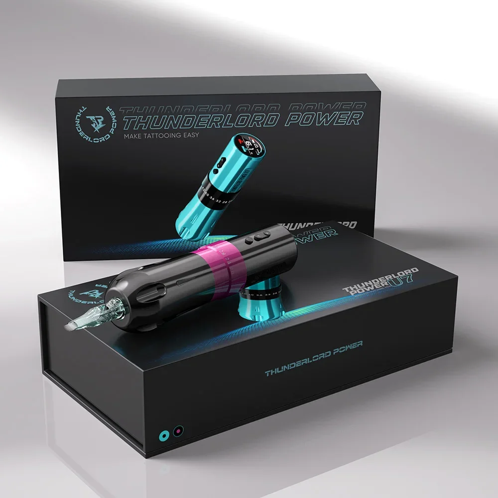 Thunderlord U7 أقل آلة الاهتزاز للوشم الحاجب المهنية اللاسلكية الروتاري آلة قلم الوشم مجموعة أدوات