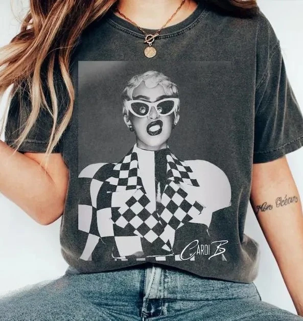 Camiseta Retro Cardi B Little Miss Drama Tour, mercancía Bardi Gang, camisetas de algodón para parejas, top gótico y2k