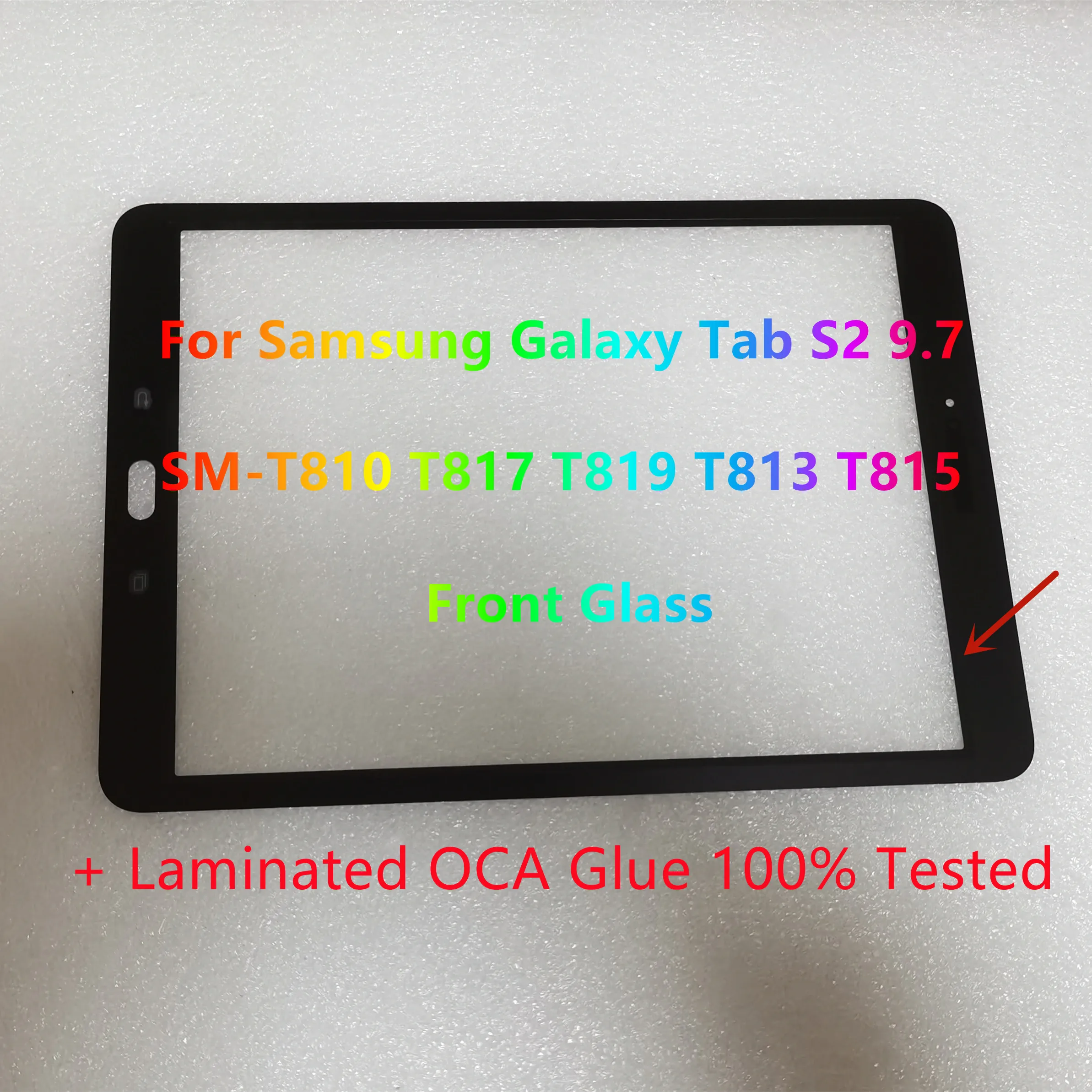 Novo Painel de Tela Sensível ao Toque de 9.7 Polegadas para Samsung Galaxy Tab S2 SM-T810 T819 T817 SM-T815 SM-T813 T810 com Vidro Frontal e OCA Laminado