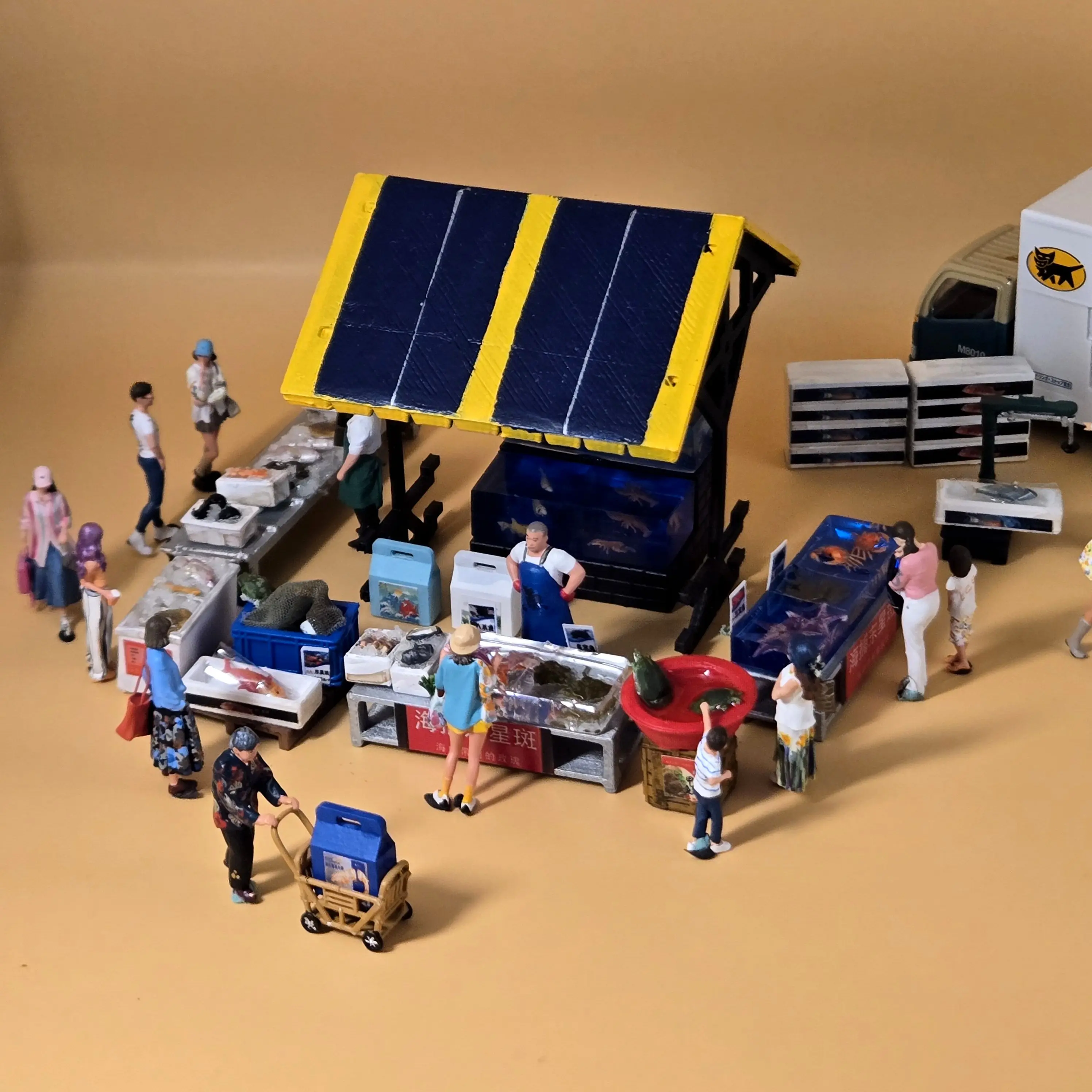 Miniature Painted Figure 1/64 Aquatic Seafood Turtle Pond Stall Action Figure Photography Color Miniatures Movementing Figures