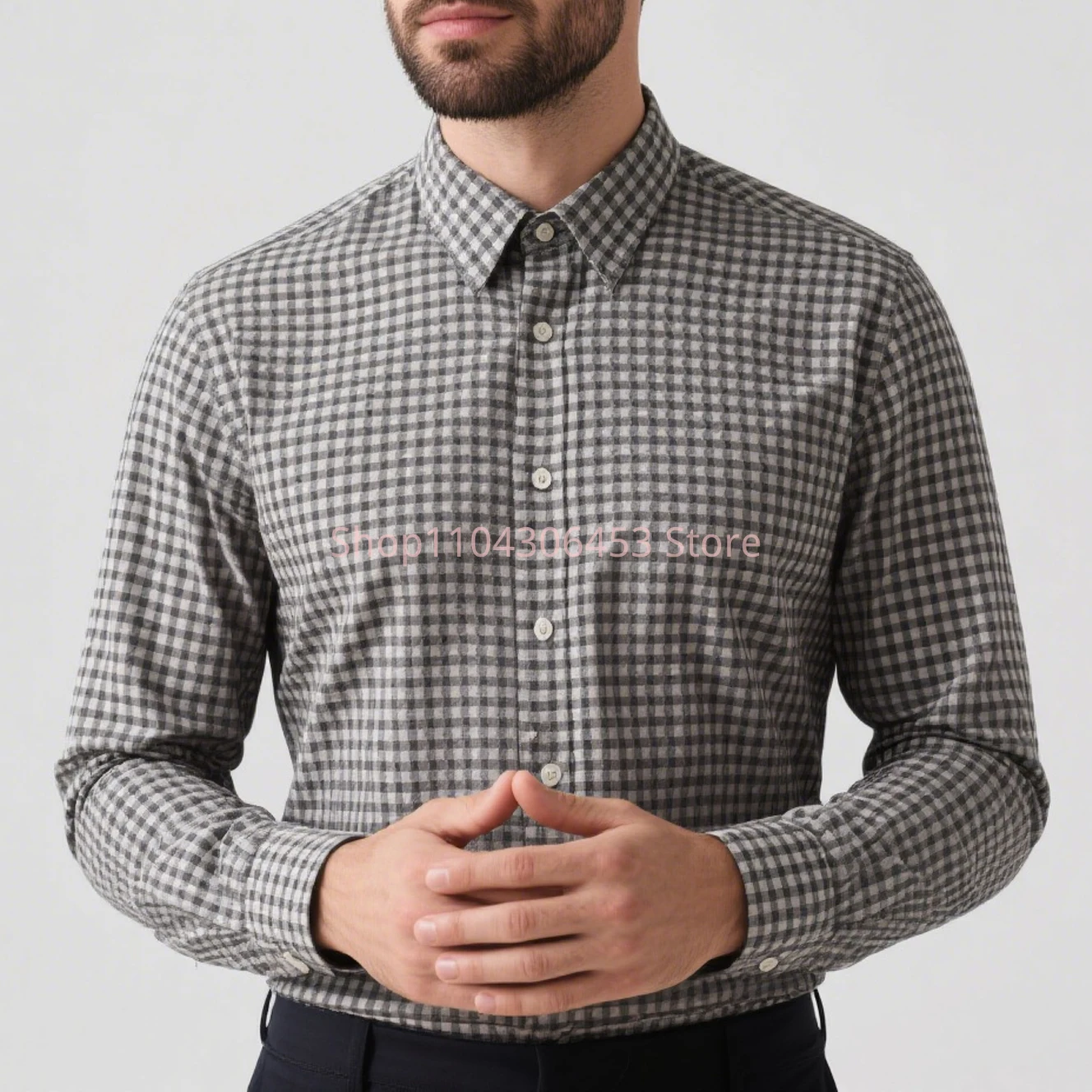 New Men's Geometric Plaid Graphics 3D Printing Shirt Hawaiian Casual Casual Long Sleeve Lapel Shirt Business Simple Casual Top