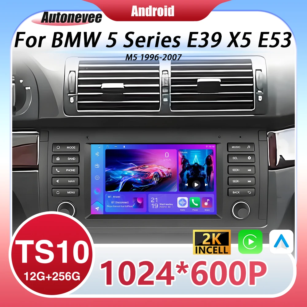 Autoradio Android 15 9'' Tactile Pour BMW E39 E53 X5 M5 1996-2007 – 2+64GB, CarPlay & Android Auto Sans Fil, Bluetooth, Caméra Recul