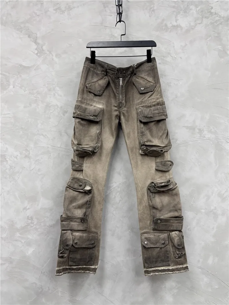 

Owen Seak Men Cargo Pants Cotton Casual Oversize Gothic Men's Sweatpants Autumn Cross Solid Loose Black Designer Long Trousers