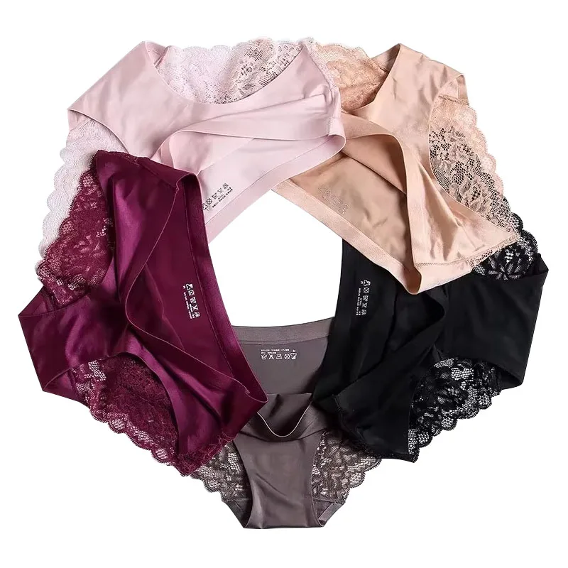 กางเกงชั้นในผู้หญิงแบบโปร่ง 1/2/4 ชิ้น เนื้อผ้านุ่มสบายผิว  ชุดชั้นในเซ็กซี่ลูกไม้ไร้รอยต่อ  ชุดชั้นในผู้หญิงแฟชั่นสบายๆ ผ้าไหมน้ำแข็ง