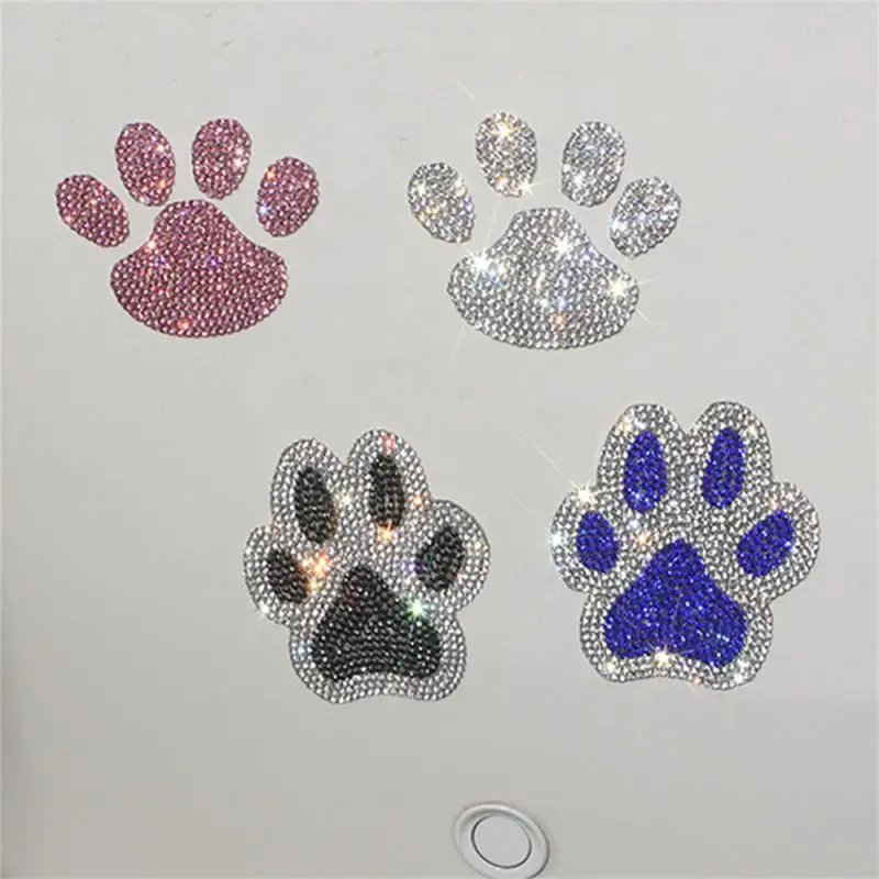 2~5PCS Paw Print Stickers Crystal Car Decoration Stickers Bling Rhinestone Paw Decals Dog Cat Footprint Stickers With