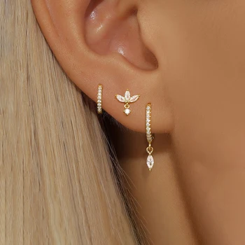 3PCSแฟชั่นม้าจี้ต่างหูเจาะชุดผู้หญิงสแตนเลสZircon Ear Studsต่างหูเครื่องประดับอินเทรนด์aretes