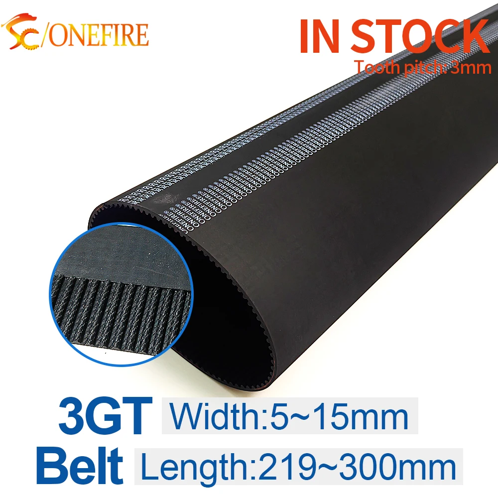 3GT Closed Loop Rubber Timing synchronous Belt Length 219 225 231 234 240 252 255 267 270 276 285 300 Width 5/6/7/9/10/12/15mm