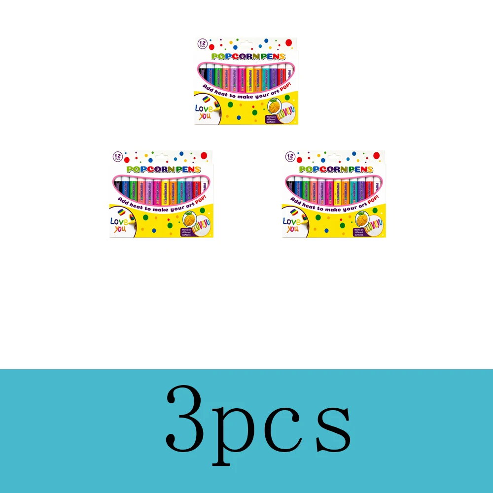 Puffy Popcorn Stift-Set, Glattes, Leicht zu Färbendes 3D-Kunst-Marker-Kit für Journaling, Notizbücher, Grußkarten & Doodle-Graffiti