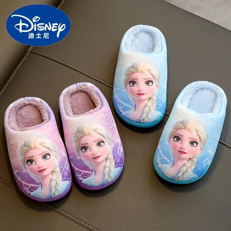 Kid Cartoon Frozen Anna Elsa Sofia Children Cotton Slippers Autumn Winter Warm Princess Baby Girl Indoor Bedroom Home Shoes Sock