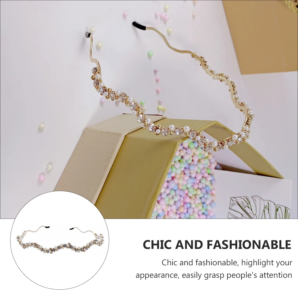 

Headb Pearl Headwear Girls Crystal Wedding Pearl Headpiece Birthday Headpiece Lightweight Fashionable Accessory