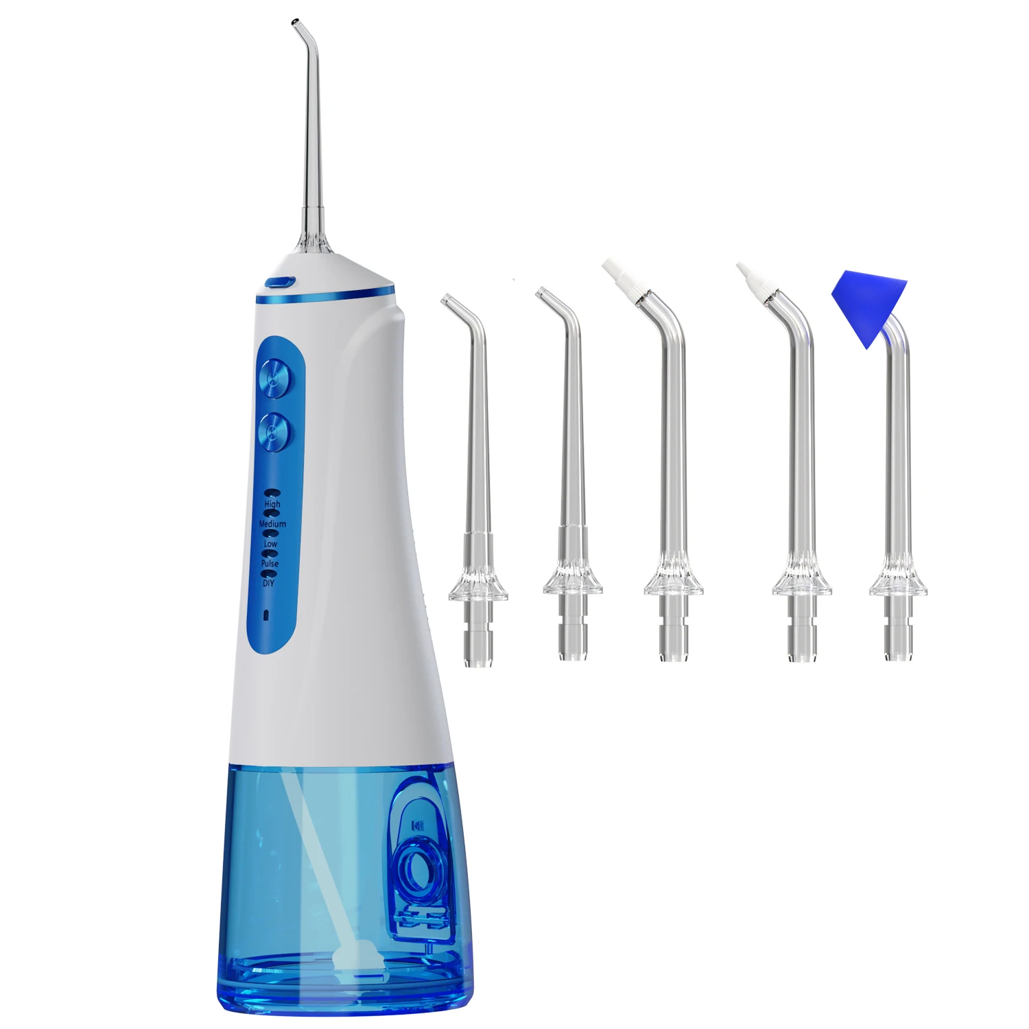 

Cordless Water Dental Flosser Teeth Cleaner, 300ML Tank DIY Mode Rechargeable Oral Irrigator IPX7 Waterproof 5 Modes 5tips