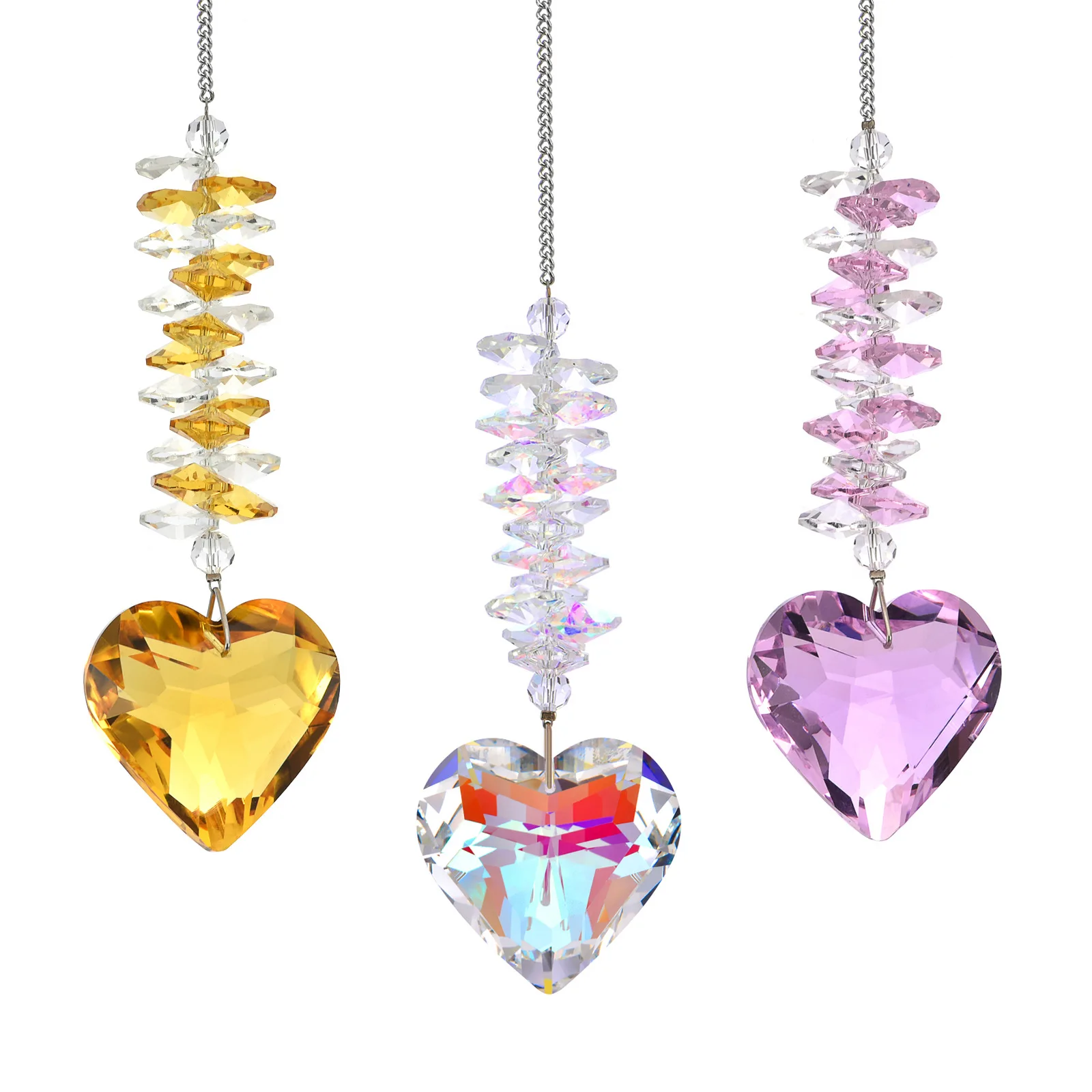 1 Piece Clear Heart Crystal Prism Ball Pendant Home Window Decoration Suncatcher Valentine's Day Wedding Party Holiday Favours