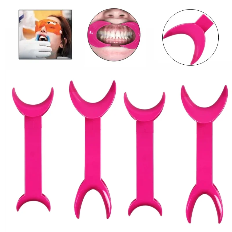 4pcs Reusable Double Head Dental Mouth Opener Pink T-Shape Autoclavable Retractor Intraoral Cheek Lip Dental Orthodontic Tool