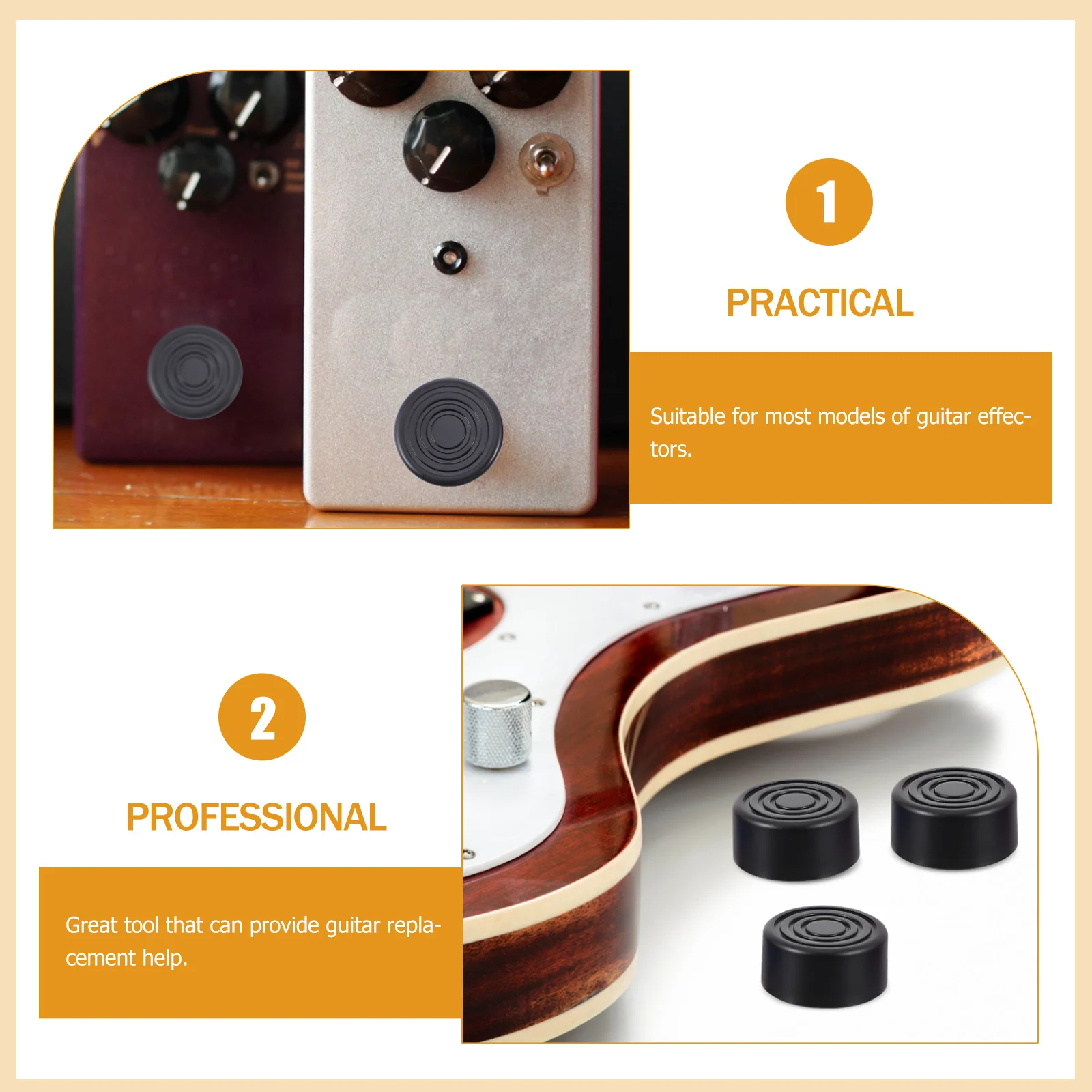 

6 Pcs Effect Pedal Cap Knobs Acoustic Guitar Capo Top Hat Accesories Transparent Caps Black Insert Foot Switch Covers