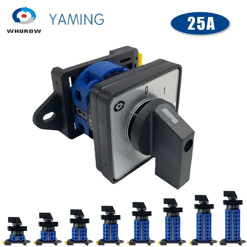 YMW26 LW26-25A DIN Rail Mounted LW28 Changeover Rotary Cam Switch 690V Selector Silver Contact Control Motor OFF-ON