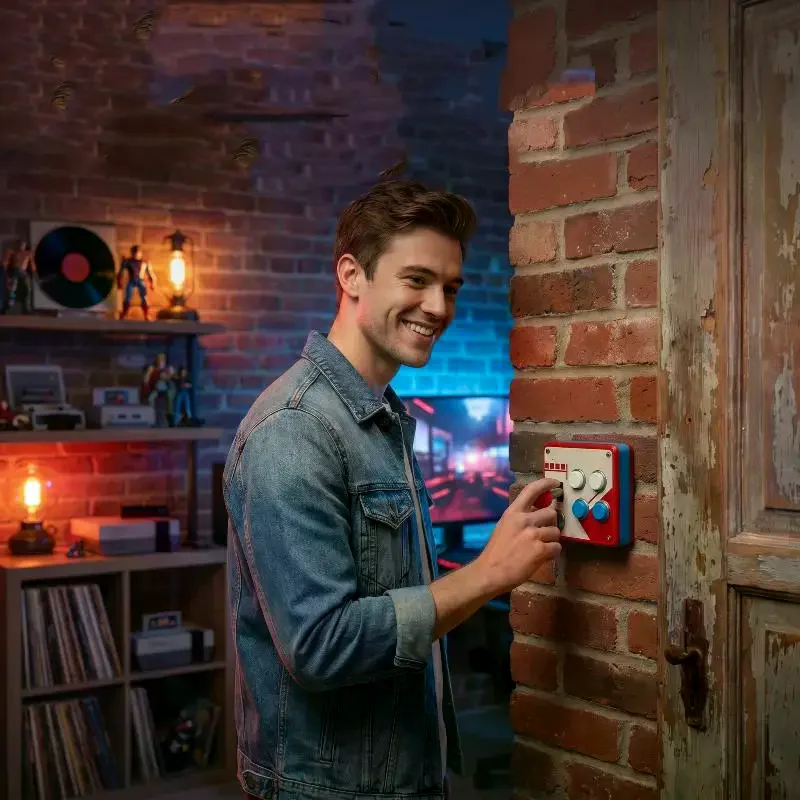 Retro Gaming Bar - Pannello Interruttore Luce a Joystick Stile