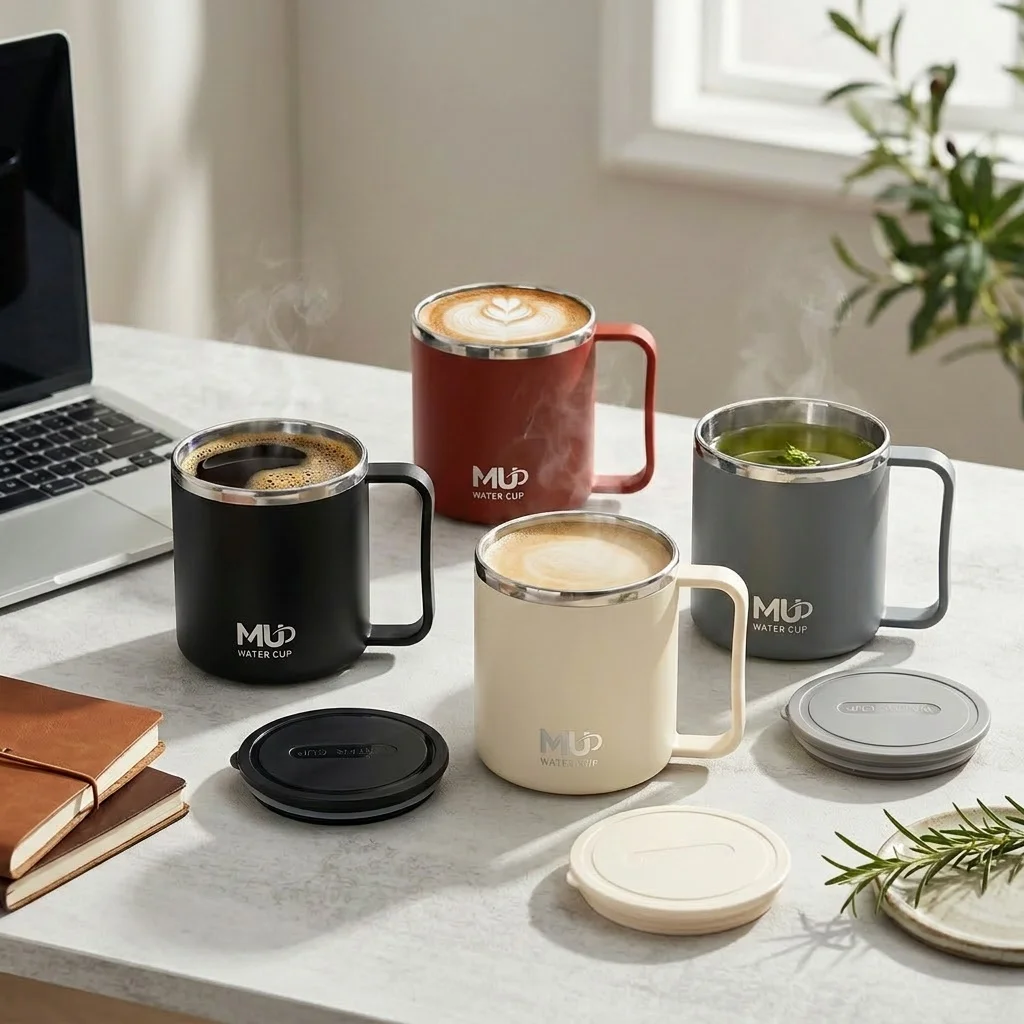 Thermal Coffee Mug with Handle 304 Stainless Steel Insulated Tumbler Leakproof Mini Portable Travel Tea Water Cup with Lid