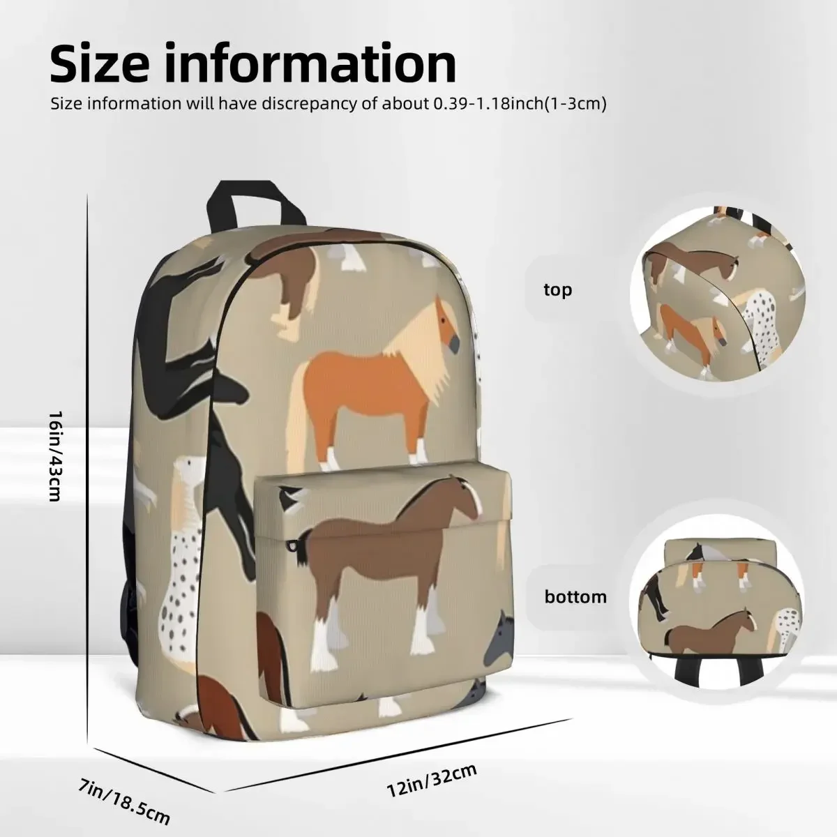 Sacs à dos à motifs de étudiés de chevaux, sac de livre étudiant, sac à dos pour ordinateur portable, sac à dos de voyage étanche, sac d'école pour enfants, initié