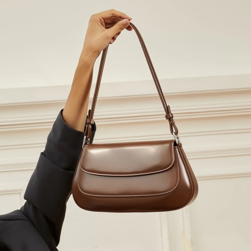 

crossbody bags underarm cowhide Genuine leather handbags women vintage shoulder bag female luxury bags womens high quality 2025