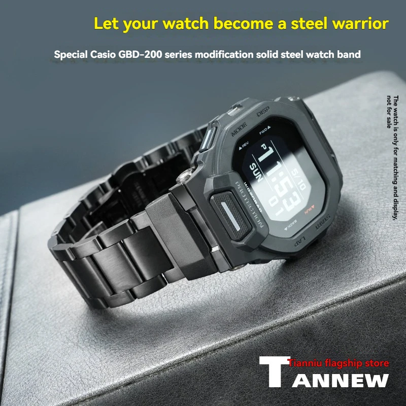 

Совместим с модифицированным стальным ремешком серии Casio G-SHOCK GBD-200-1/2/9 GBD-200SM, высококачественный черный ремешок для часов из нержавеющей стали.