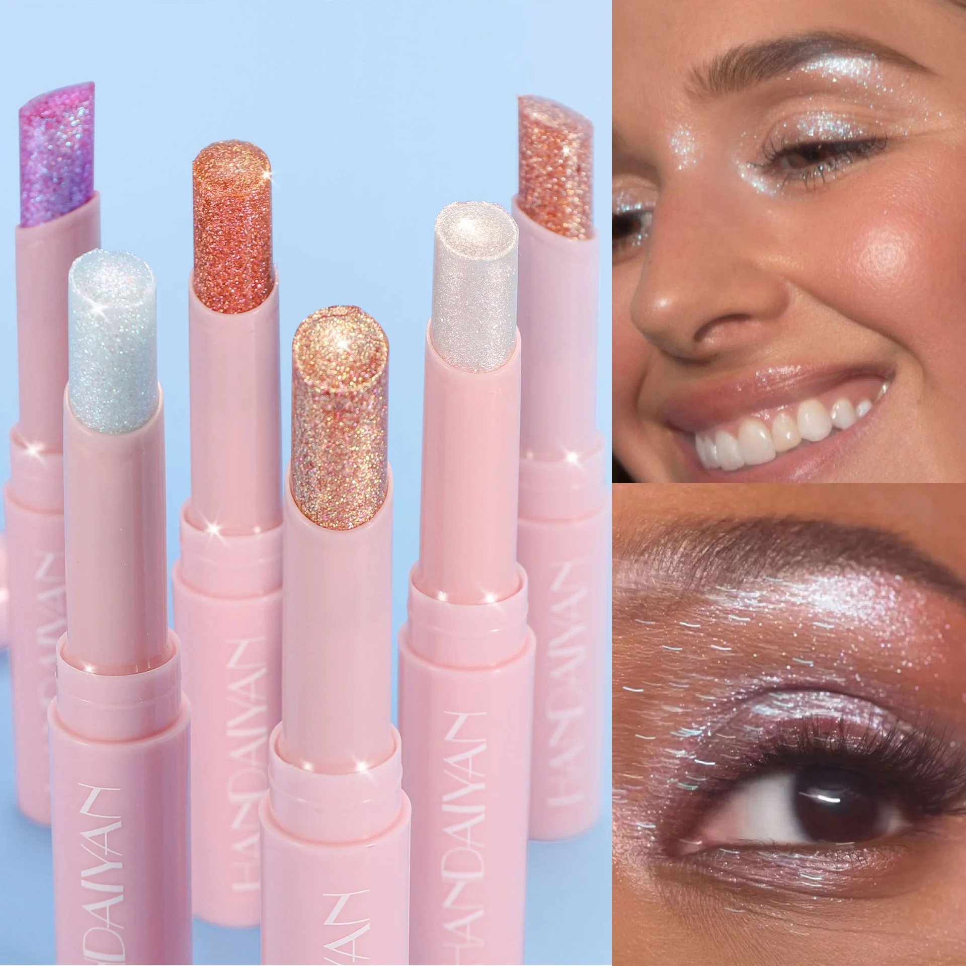 6-kleuren Super Flash Oogschaduw Stick Hydraterende Jelly Textuur Parelachtige Diamant Schaduw Shimmer Verhelderende Contouren Glanzende Make-up